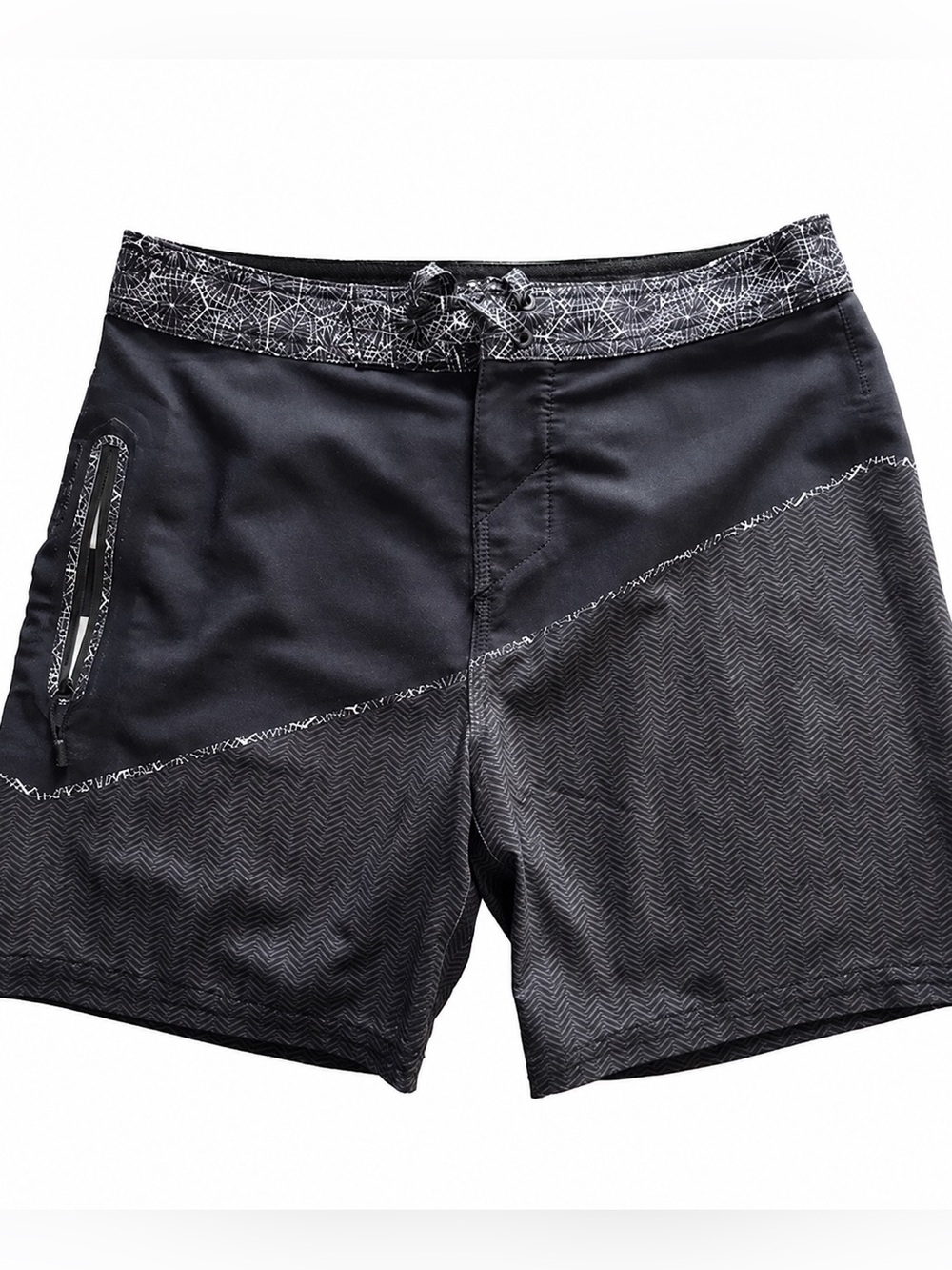 O'Neill Black Men's Swim Board Shorts with Patterned Waistband